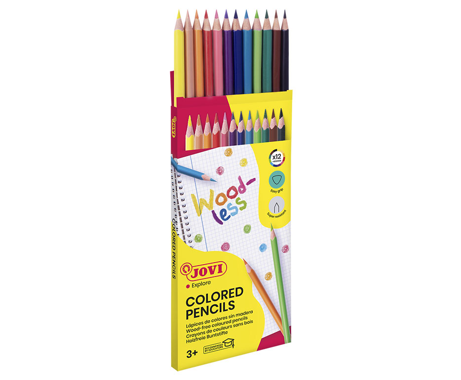 Estuche De 24 Lápices De Colores Sin Madera – Forma Triangular, Colores Vivos Y Resistentes (Jovi, +3 Años)